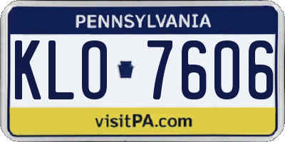 PA license plate KLO7606