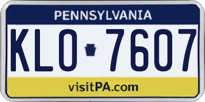 PA license plate KLO7607