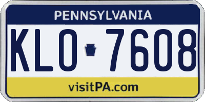 PA license plate KLO7608