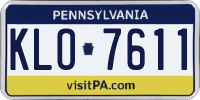 PA license plate KLO7611