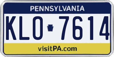 PA license plate KLO7614