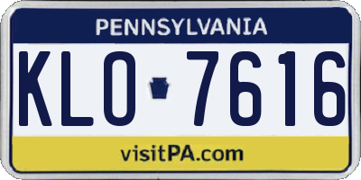PA license plate KLO7616