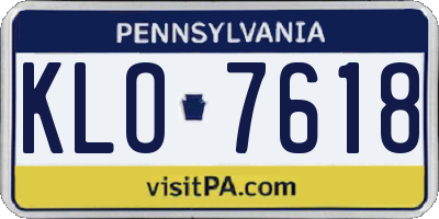 PA license plate KLO7618