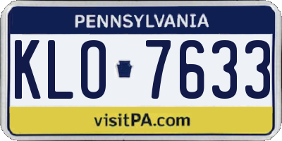PA license plate KLO7633