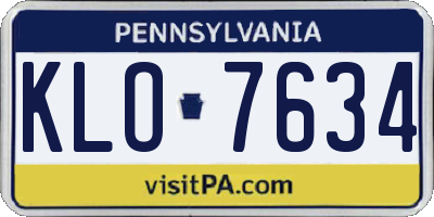 PA license plate KLO7634