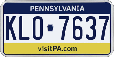 PA license plate KLO7637
