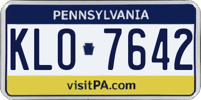 PA license plate KLO7642