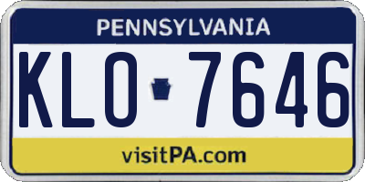 PA license plate KLO7646