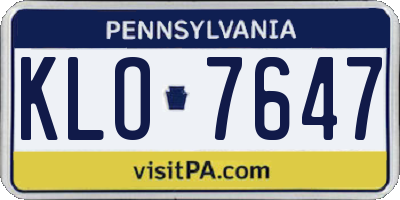 PA license plate KLO7647