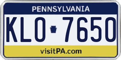 PA license plate KLO7650