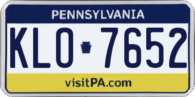 PA license plate KLO7652