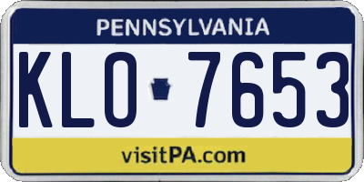 PA license plate KLO7653