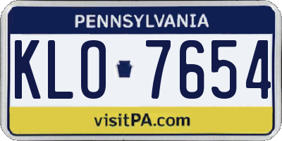 PA license plate KLO7654