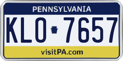 PA license plate KLO7657