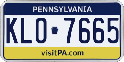 PA license plate KLO7665