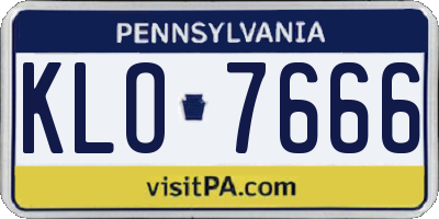 PA license plate KLO7666