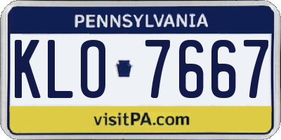 PA license plate KLO7667
