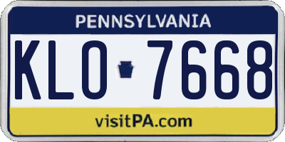 PA license plate KLO7668