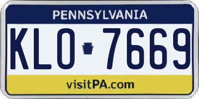 PA license plate KLO7669