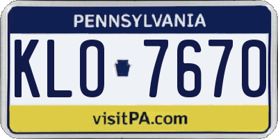 PA license plate KLO7670