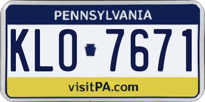 PA license plate KLO7671