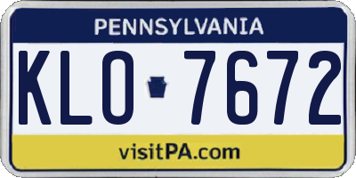 PA license plate KLO7672