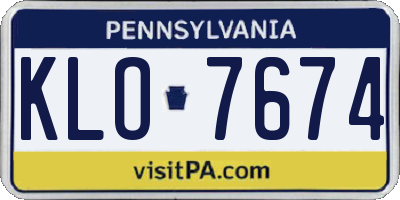 PA license plate KLO7674