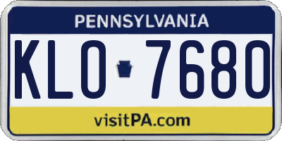 PA license plate KLO7680