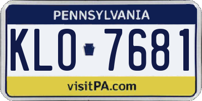 PA license plate KLO7681