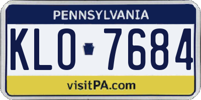 PA license plate KLO7684