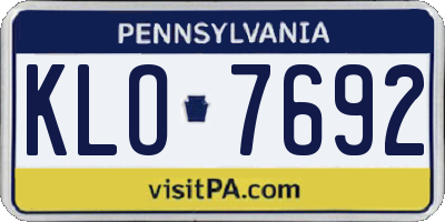 PA license plate KLO7692