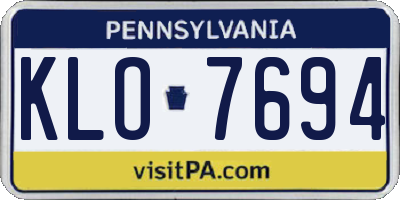 PA license plate KLO7694