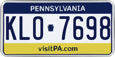 PA license plate KLO7698