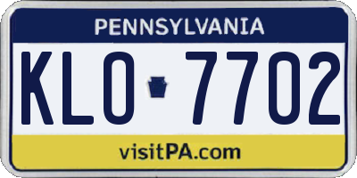 PA license plate KLO7702