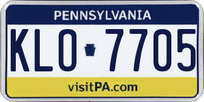 PA license plate KLO7705