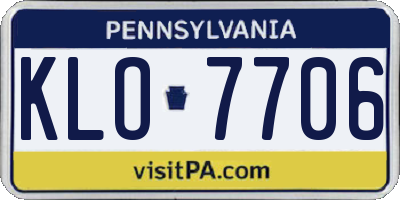 PA license plate KLO7706