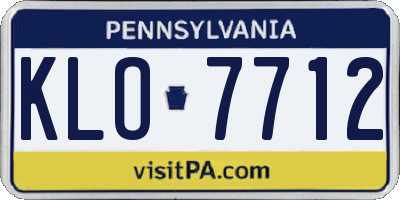PA license plate KLO7712