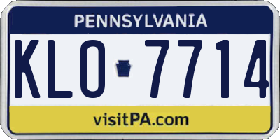 PA license plate KLO7714