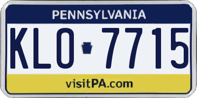 PA license plate KLO7715