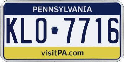 PA license plate KLO7716