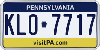 PA license plate KLO7717