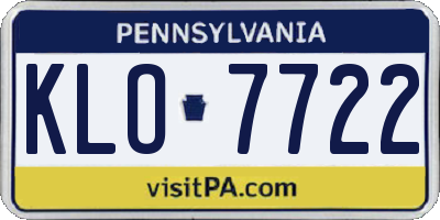 PA license plate KLO7722