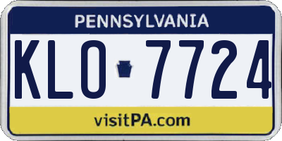 PA license plate KLO7724
