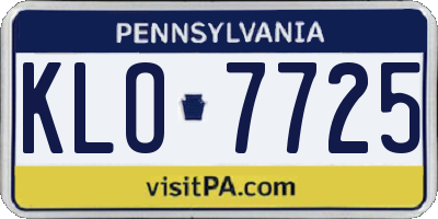 PA license plate KLO7725