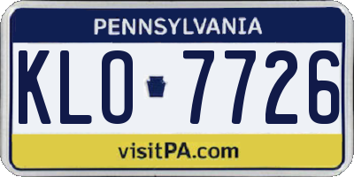 PA license plate KLO7726