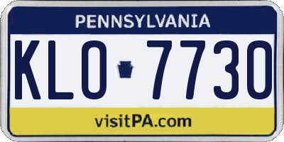PA license plate KLO7730