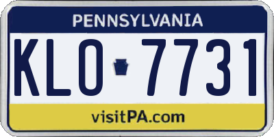 PA license plate KLO7731