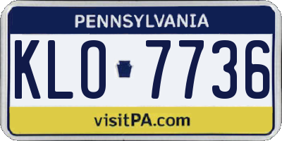 PA license plate KLO7736