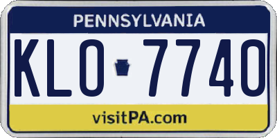 PA license plate KLO7740