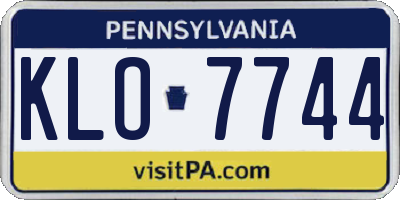 PA license plate KLO7744